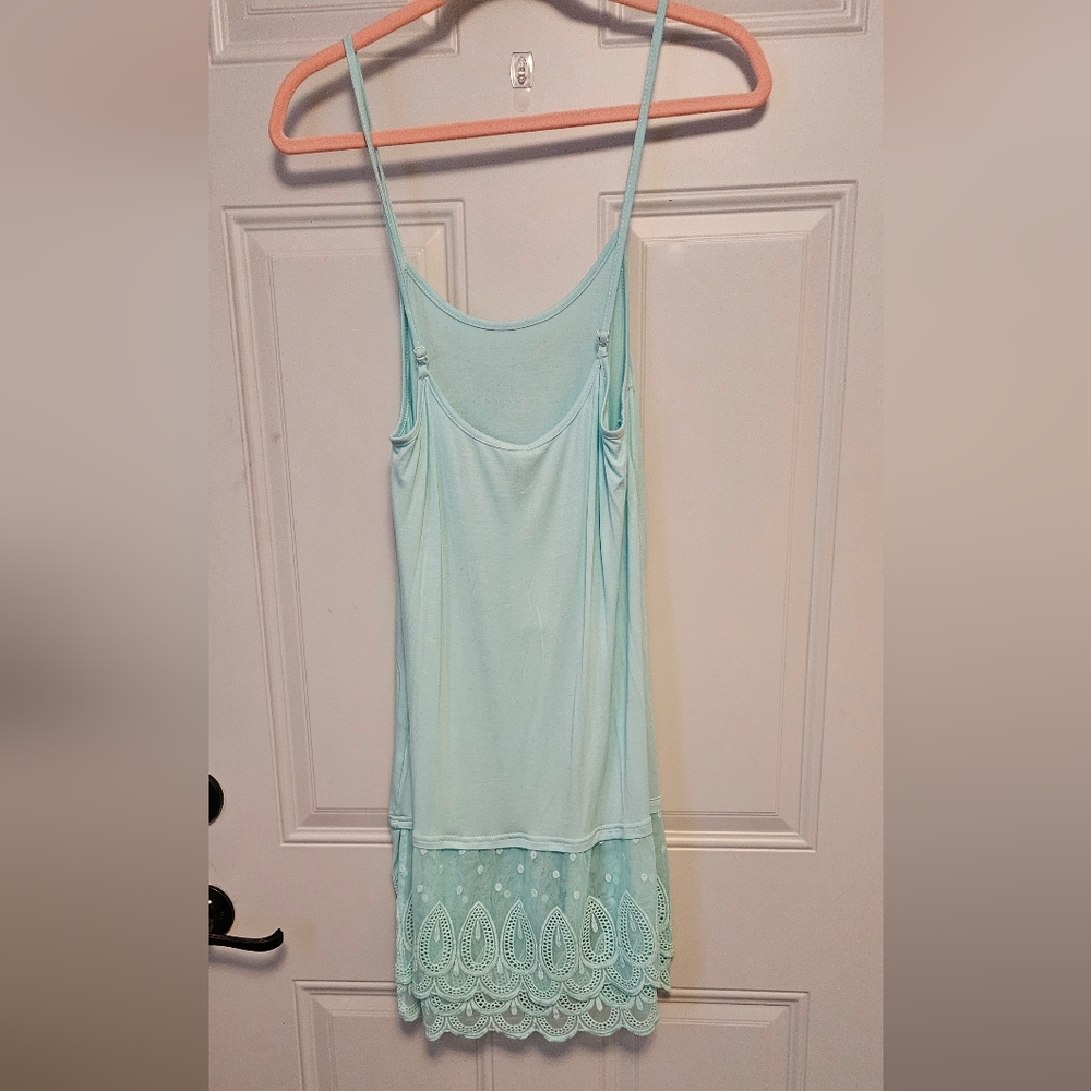 Light Blue Lace-Hem Chemise Slip